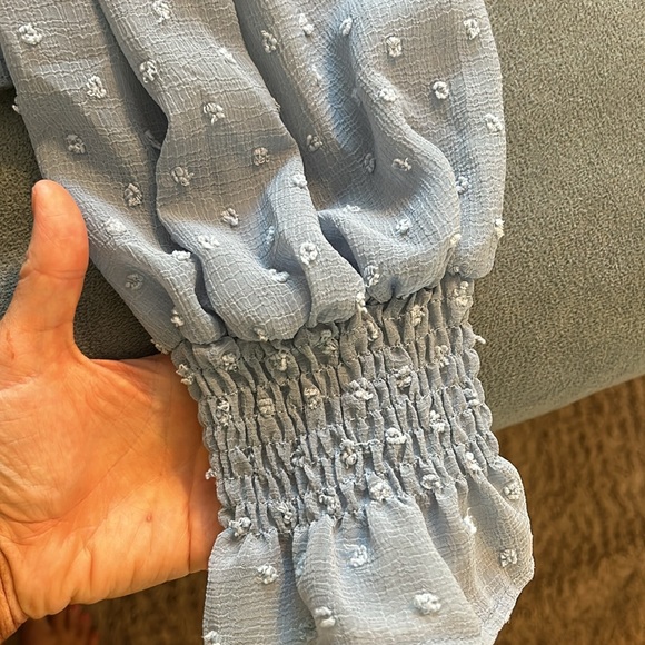 Blue swiss dot sleeve thong bodysuit size medium - Picture 10 of 11